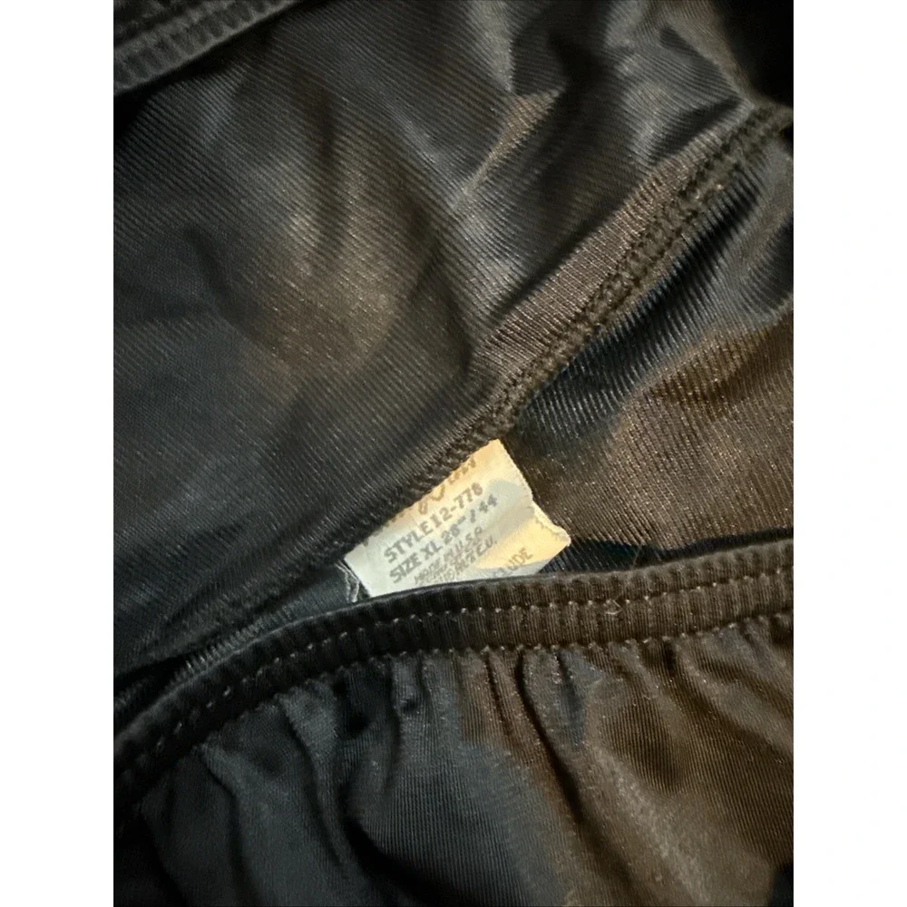 NWOT VANITY FAIR Black Nylon Pettipants, Lace Hems - Style 12-778 - Size XL
